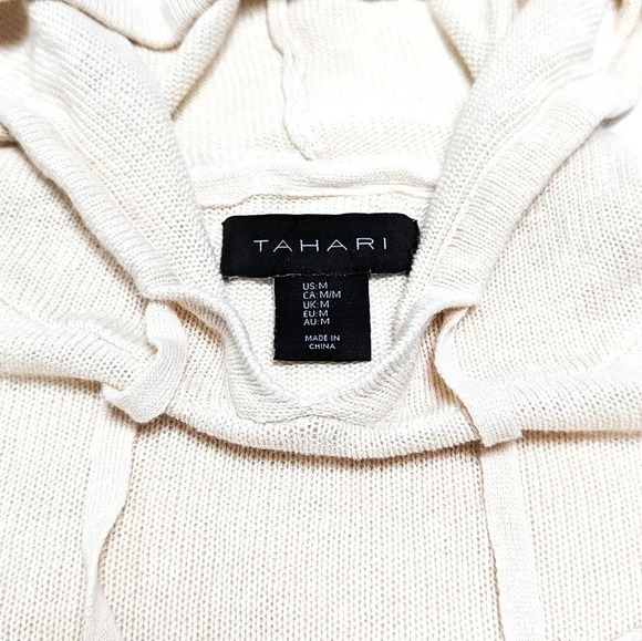 TAHARI Linen Blend Hooded Sweater Medium M - Picture 6 of 8